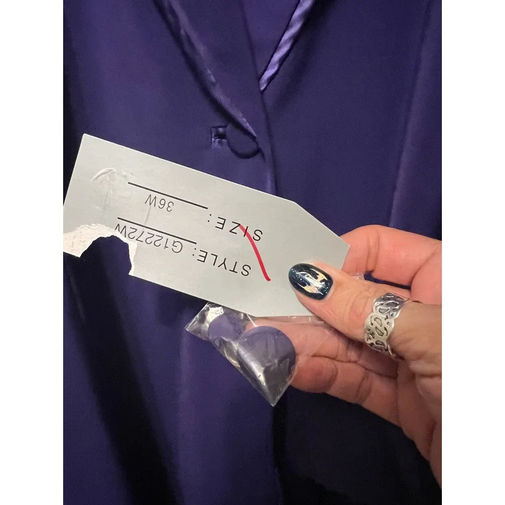 G.M.I. Woman Purple 2 Piece Skirt Suit 38W NWT Dickie Satin Trim Church Formal
